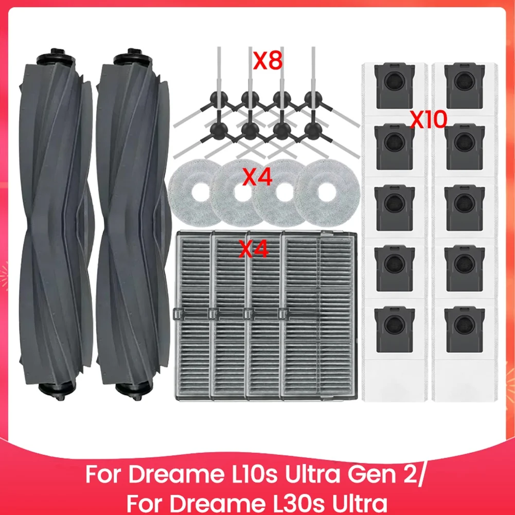 

Комплект аксессуаров ABRG для пылесосов Dreame L10s Ultra Gen 2/Dreame L30s Ultra: основная и боковые щетки, HEPA-фильтр, салфетка для влажной уборки, мешок для сбора пыли