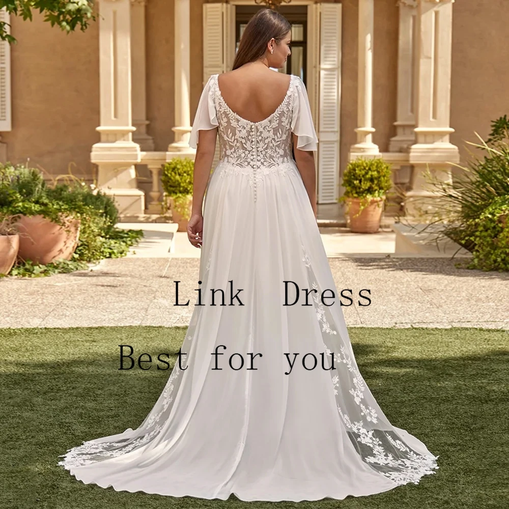 Fashion V Neck Wedding Dresses for Ladies Simple Chiffon Bridal Gowns Exquisite Half Sleeve Vestidos De Novia New 2026 Summer