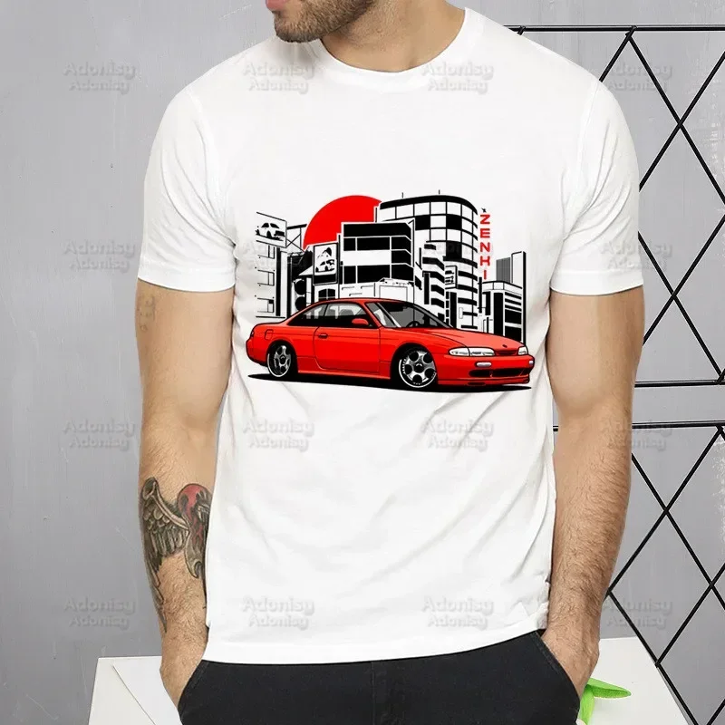 Japan Car Graphic Harajuku T-shirts Summer Men Hip Hop Initial D JDM Tshirt Japanese Nostalgic T Shirt Short Sleeve Top Tee