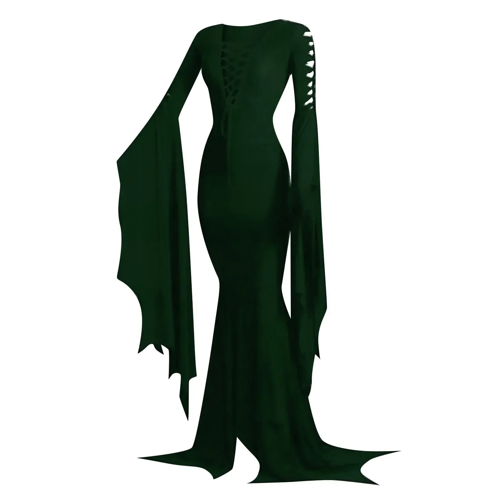 Wednesday Morticia Addams Cosplay Floor Dress Costume Women Female Sexy Punk Gothic Witch Vintage Lace Up Slim Gown Halloween