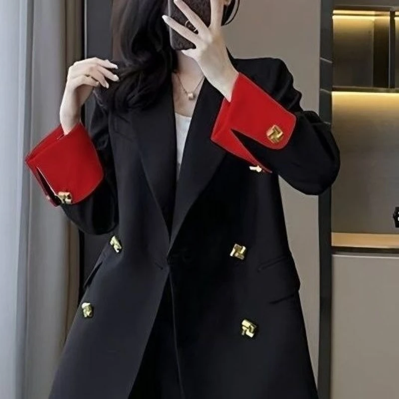 

Весенняя мода, новый женский элегантный дизайн, элитный пиджак с воротником, цветные блокированные уличные пиджаки для женщин