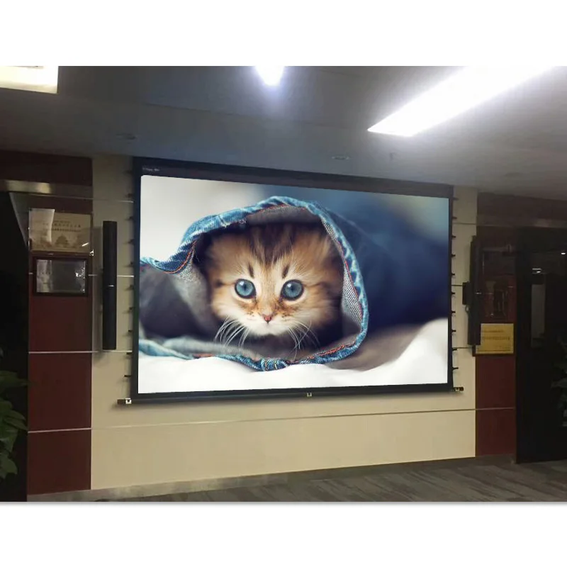 

the projector with slimline crystal In ceiling motorized projection screen with remote control