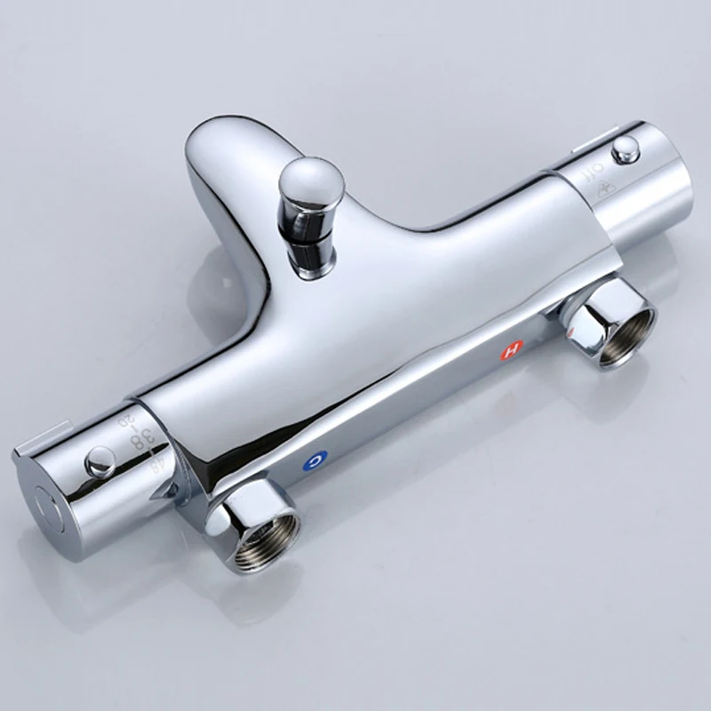 Professional Thermostatic Bathroom Mixer, Brass Chrome Wall Mounted Shower Faucet with Temperature Control for Tub