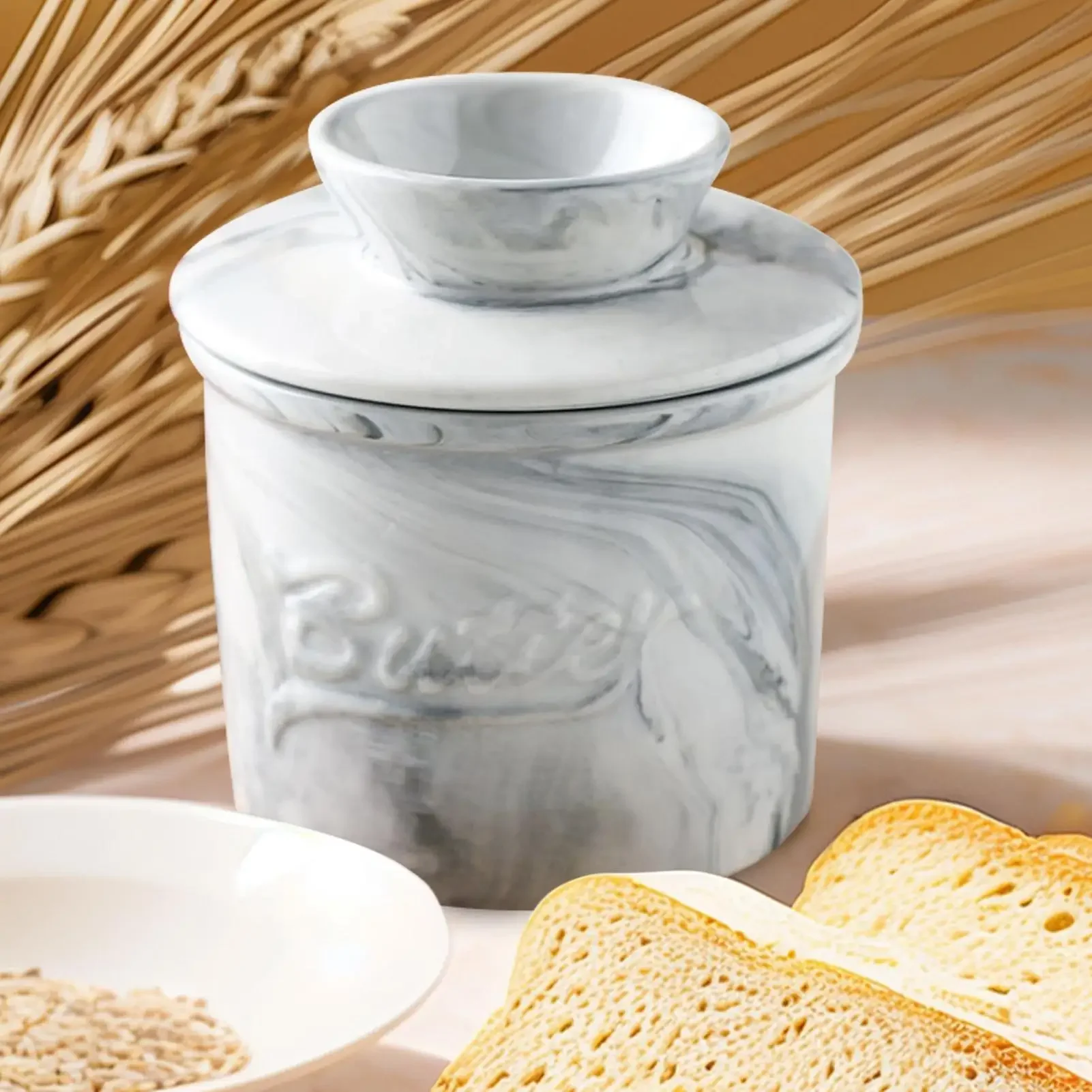 Butter Keeper Ceramic Butter Saver with Lid Storage Jar for Holiday Gathering Party Picnic Brunch Dinner Family Meal Kitchen