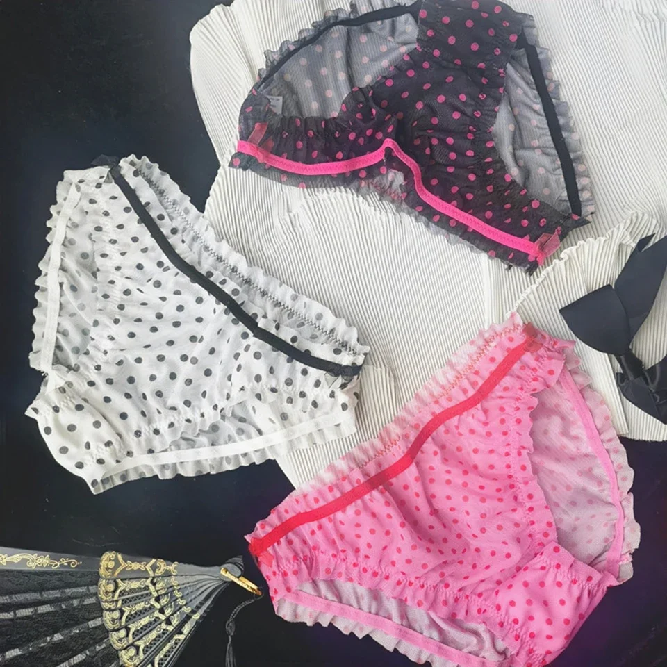 1 قطعة المرأة منقطة سراويل داخلية نسائية من الدانتيل جديد مثير الملابس الداخلية شبكة شفافة منخفضة الارتفاع مثير ملخصات تنفس المنزل الملابس الداخلية