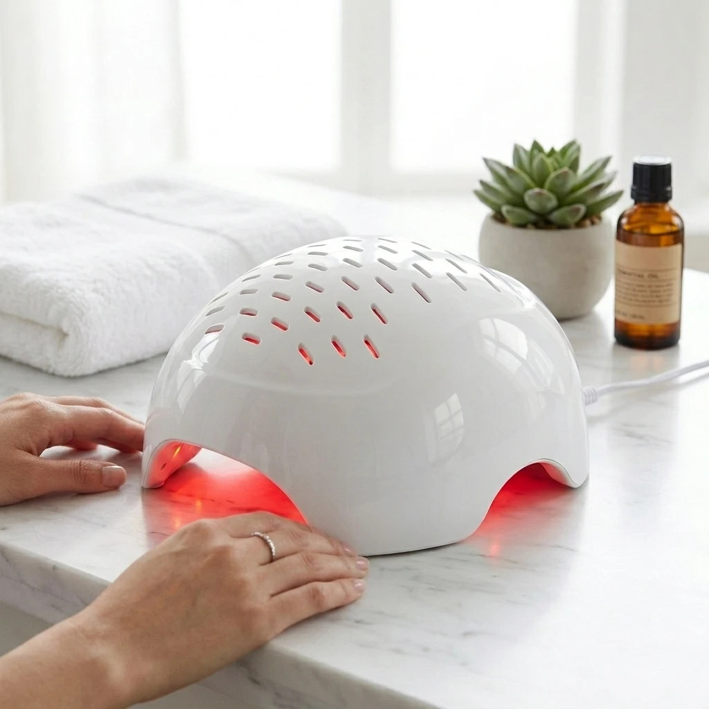 Ergonomic LLLT Helmet, 660nm Near Infrared Light Therapy, Adjustable Head Massager, Photobiomodulation Device