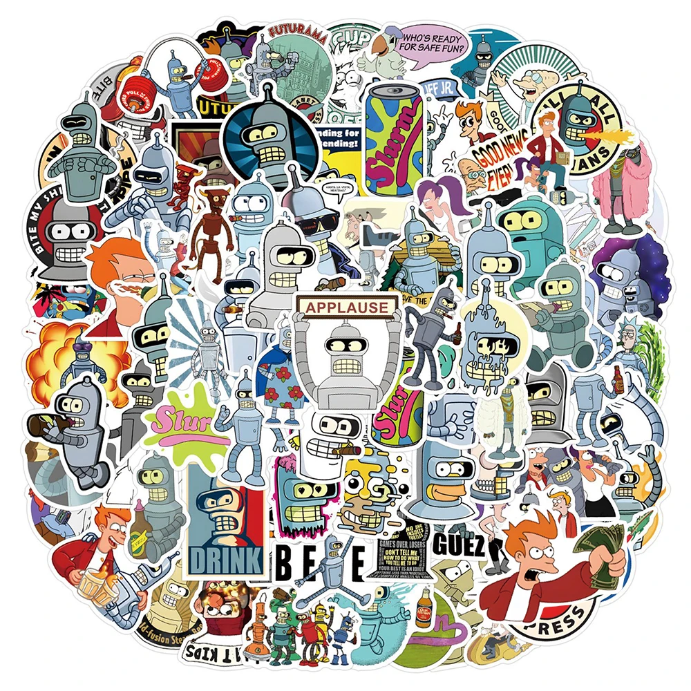 

10/30/50/110pcs Cool Futurama Cartoon Stickers Toys Waterproof Graffiti Skateboard Laptop Bicycle Kids Funny Anime Sticker Packs