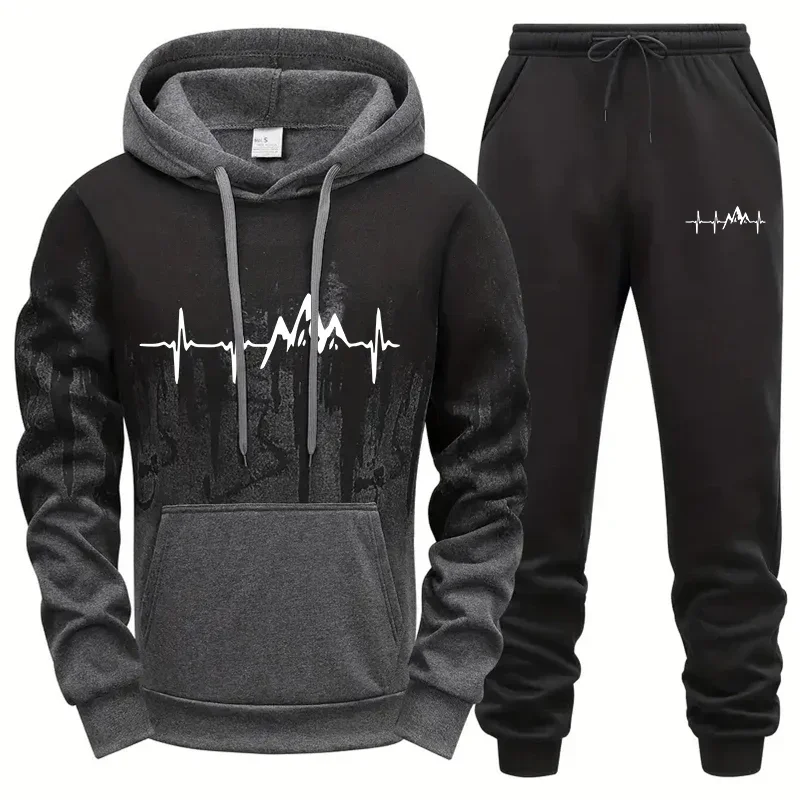 2026 Urban Casual Fashion Sportswear Male Sweatshirt Jogging Suit Autumn Winter Daily Fashion Mens Tracksuit Hoodie + Sweatpants