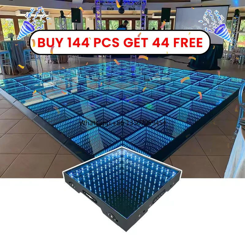 Mirror Party Stage Light up Dancing Floor Tiles Outdoor Wedding 3d Magnetic Led Dance Floor