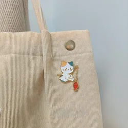 Kawaii Fishing Kitten Badges Cartoon Cat Full Metal Brooches Clothing Apparel Decoration Schoolbag Backpack Pins