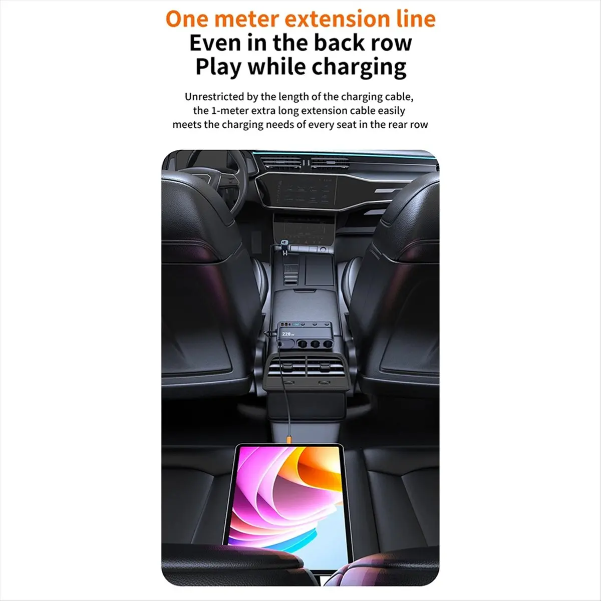 A10R 228W Car Charger Adapter 3-Socket Cigarette Lighter 3-Ports QC3.0 USB Charger with Stretchable PD Type-C Fast Charging