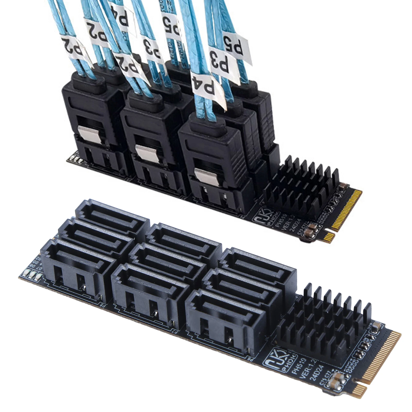 

Адаптер M.2 M KEY NVMe на 9 портов SATA 3.0, 6 Гбит/с, карта-адаптер M.2 на SATA 3.0, PCIe 3.0 x2, для настольных ПК