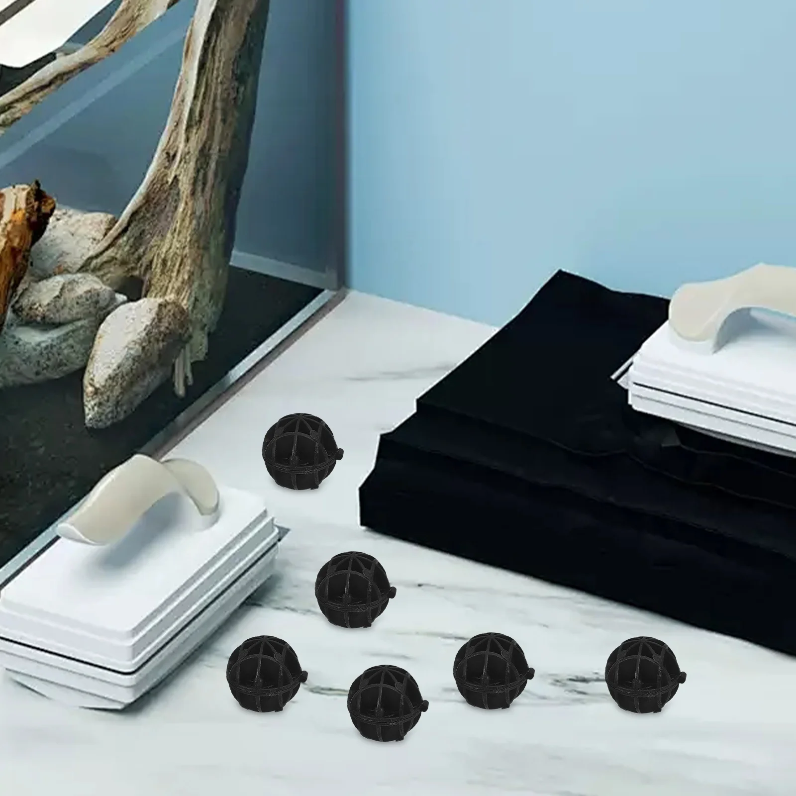 40 قطعة الوسائط البيولوجية لحوض السمك كرات تصفية صغيرة قابلة لإعادة الاستخدام بولي كلوريد الفينيل مرشح دائري بركة نظام الترشيح خزان الأسماك المياه النظيفة #1