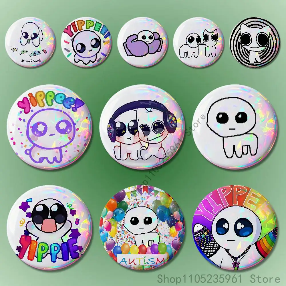 

TBH Yippee Autism Creature Badges 25 32 44 58 75 mm Round Cosplay Pin Fans Collect Friends Gifts Brooch Souvenir Custom