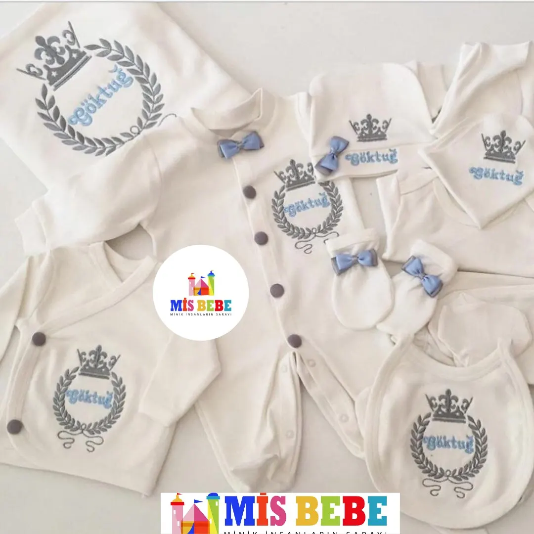 Baby Girl Boy King Queen Newborn Personally Outfit Clothing 10-pcs Hospital Custom Fabric Antibacterial Babies Healthy Safe