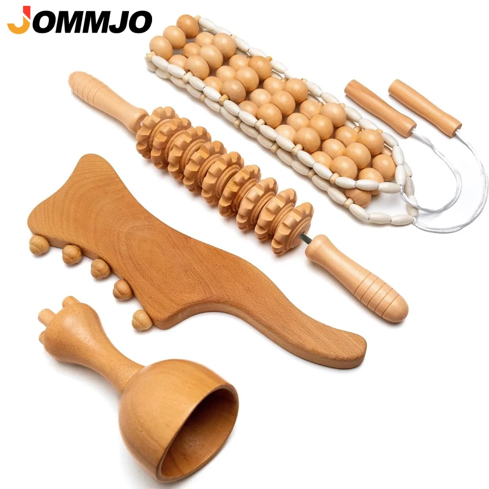 

1/2/3/4Pcs/Set Wood Therapy Massage Tools, Lymphatic Drainage Massager for Body Shaping, Anti Cellulite Body Sculpting Tools