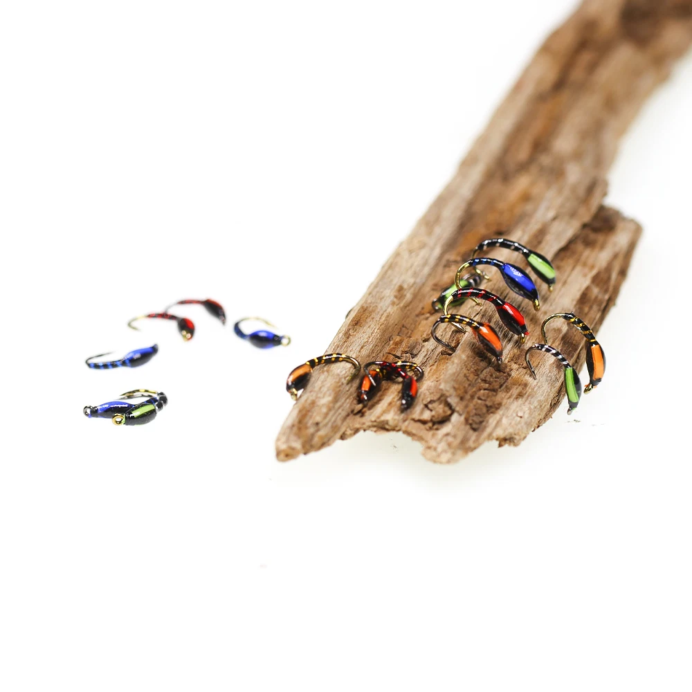 12 # 14 #   Couleur multiple pêche à la mouche truite mouche époxy nymphe mouches Midge pêche leurre insectes appâts