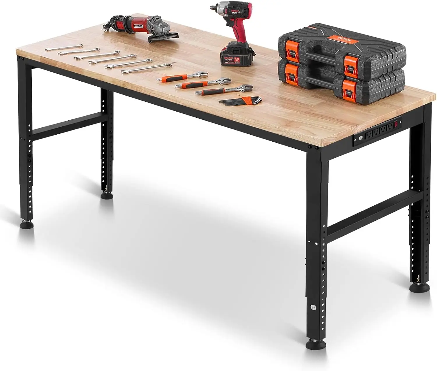 

Adjustable Workbench 2000 lbs Capacity Heavy Duty Work Bench with Power Outlets for Garage Workshop