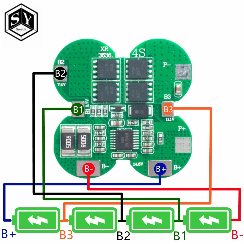 GREAT IT 18650 battery 4S 14.8V lithium battery protection plate 15A with protection plate current battery accessories