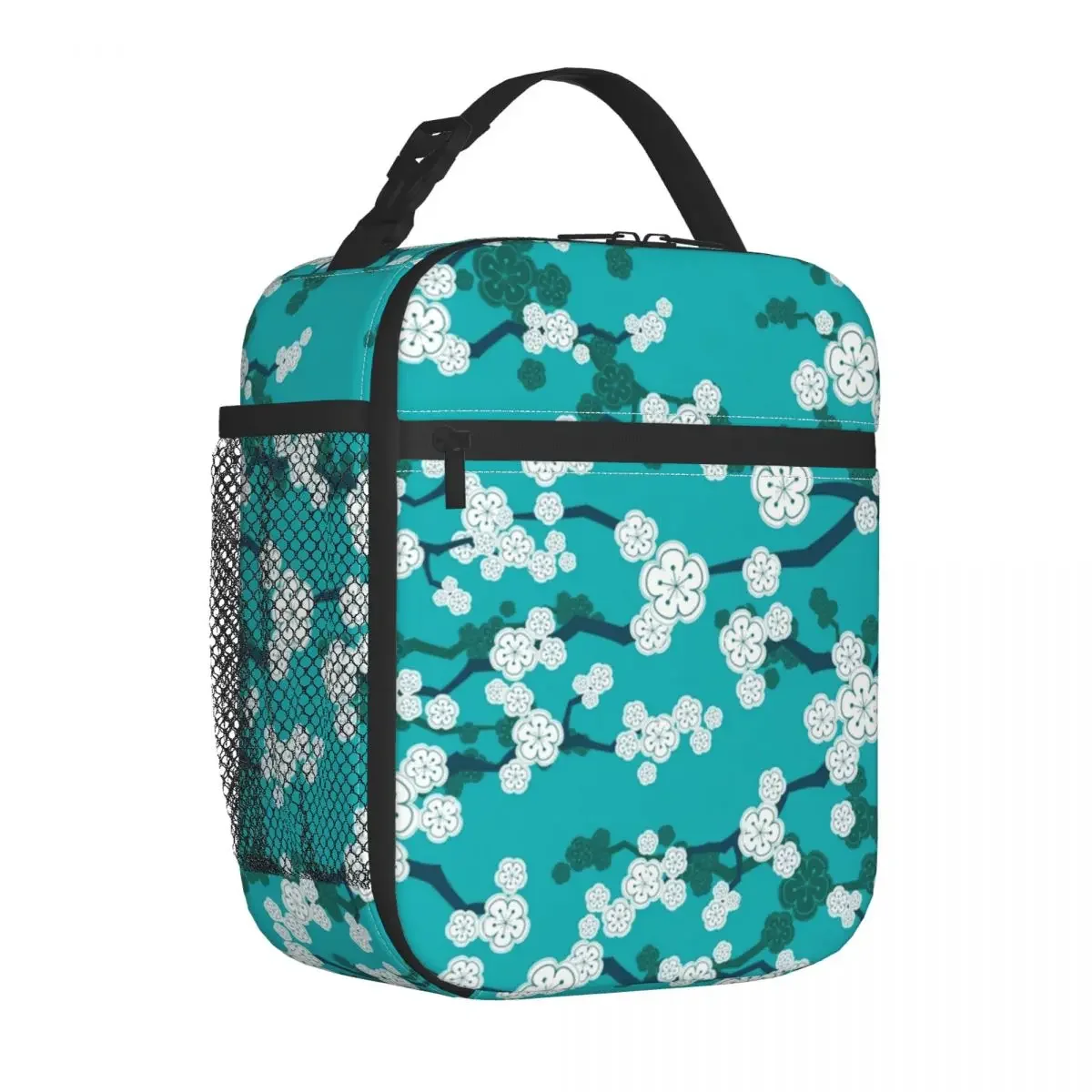 Oriental Cherry Blossoms Lunch Bag For Men Flowers Lunch Box Travel Portable Thermal Tote Handbags Oxford Graphic Cooler Bag