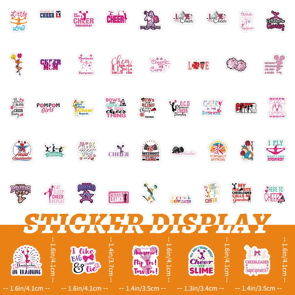 10/30/50PCS New Cheerleader Stickers Cartoon Sports Graffiti Stationery Computer Luggage Helmet Car Wall Sticker Toy Decoration