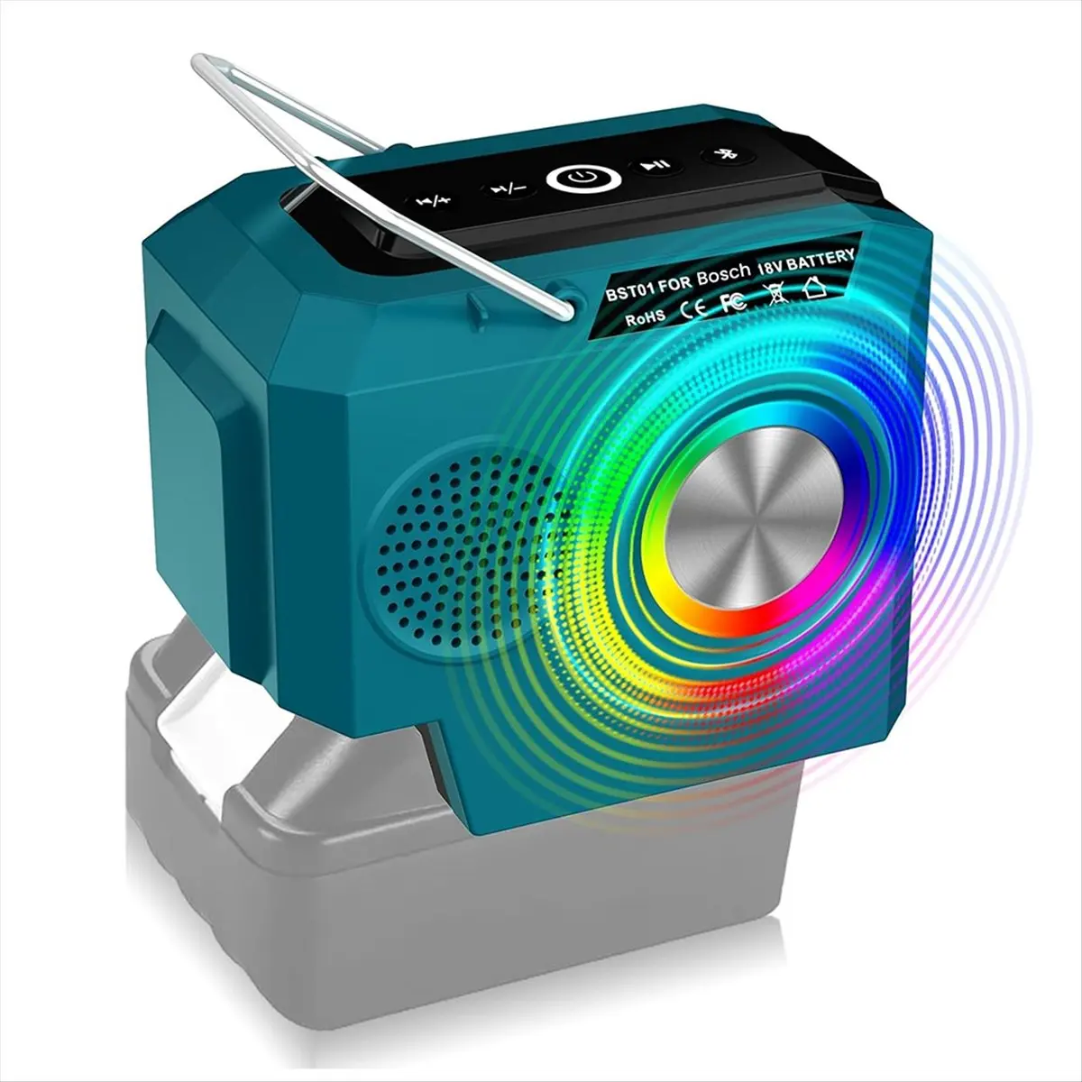 

Wireless Bluetooth Speaker for Bosch 18V Li-Ion Battery, Cordless Loudspeaker Amplifier for Camping & Parties