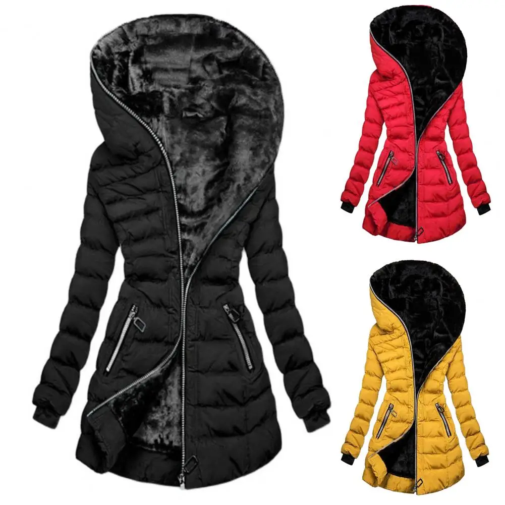 Stylish  Winter Overcoat Slim Waist Leisure Hooded Winter Coat Long Sleeve Long Winter Coat for Outdoor