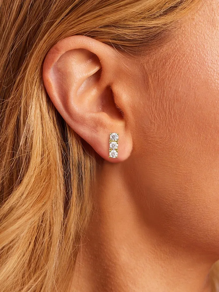 Personalisierte Echte 0,1CT Moissanit-Diamant-Ohrringe für Damen, Jubiläum, Party, Hochzeit, Glänzender Modeschmuck, Luxus-Schmuck – Detail 6