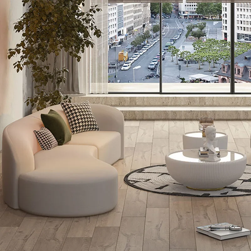 Nowoczesna zakrzywiona Sofa biaลa Japandi Elegantes 3 Sofa do siedzenia chmura europejska Sofa leniwa sypialnia naroลผnik meble Muebles