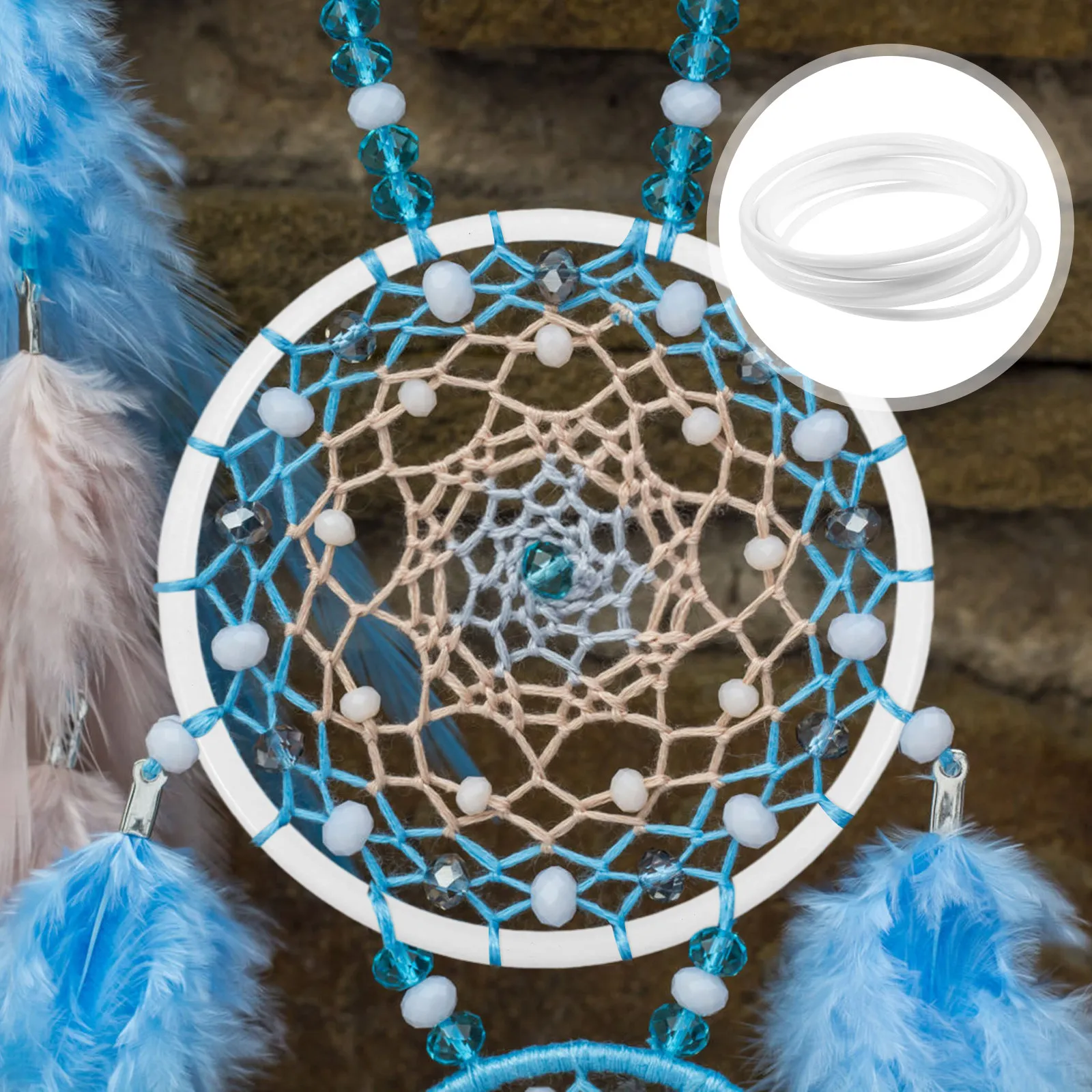 Macrame Wall Hanging - 20 قطعة من الحلقات البلاستيكية البيضاء