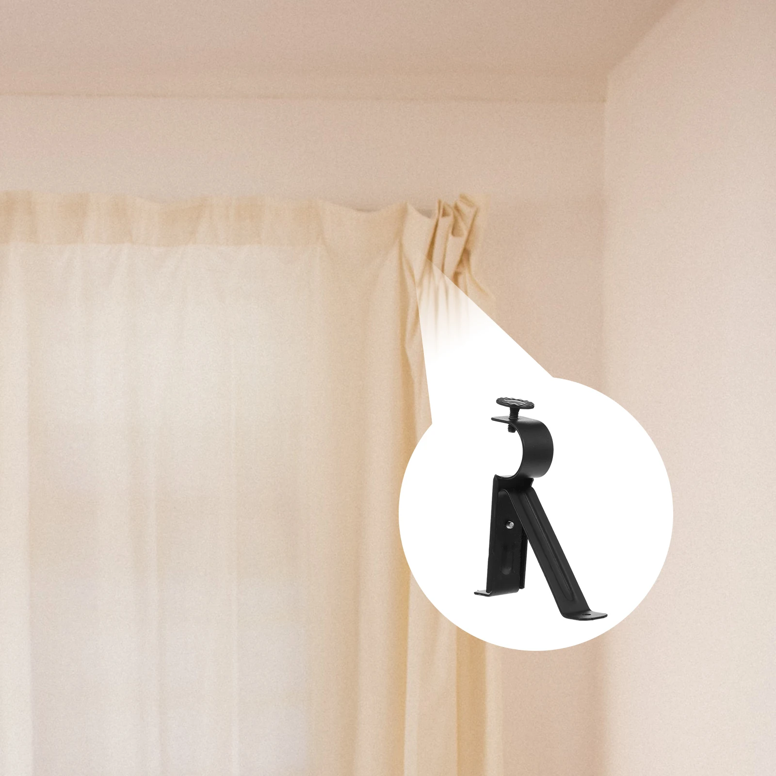 

2pcs Curtain Rod Brackets Wall Mount Heavy Duty Iron Sturdy Wall Curtain Pole Holder For Office Living Room Bedroom Decor