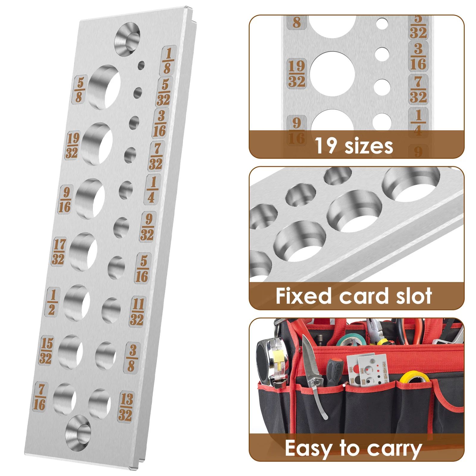 Steel Dowel Plate Stainless Steel 19 Holes 1/8inch to 5/8inch Dowel Maker Plate Wear-Resistant Wood Dowel Rod Cutter Maker