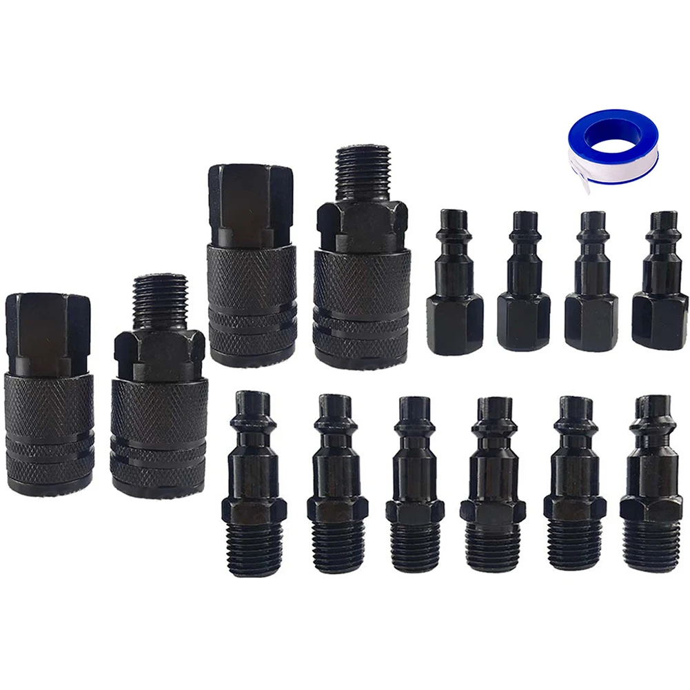 Complete 15 Piece For Air Hose Fitting Set Quick Connectors Designed for Optimal Performance in Various Pneumatic Applications