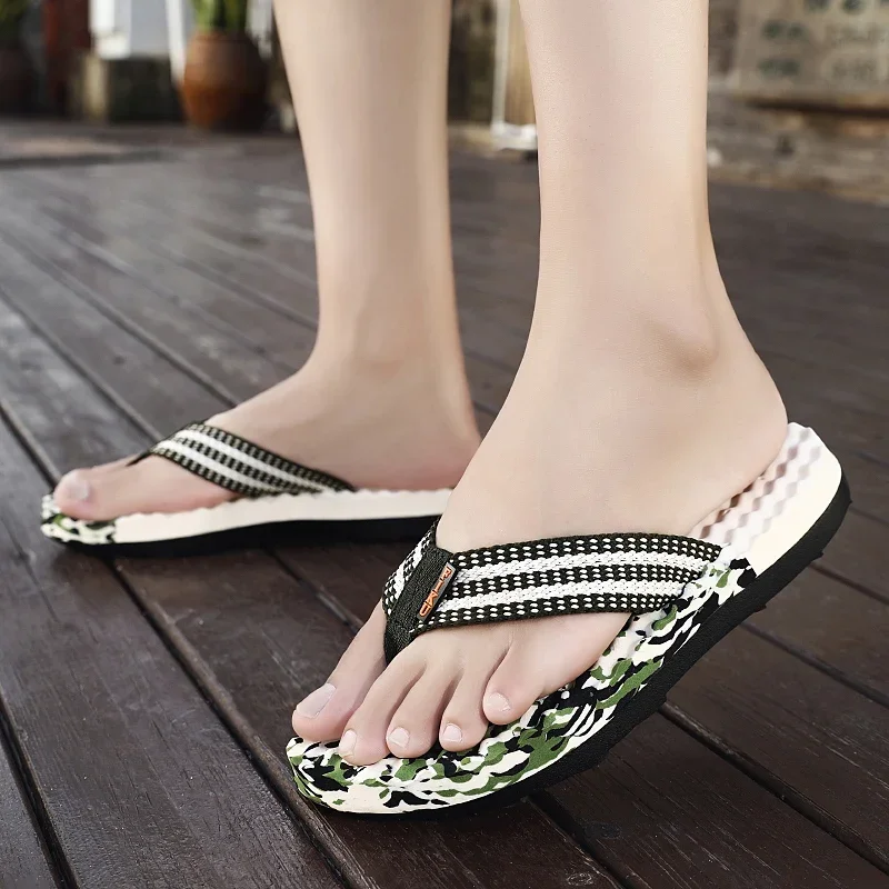 men's sandals new flip-flops men's casual beach sandals Fashion casual slippers mesh woven lightweight large size men's shoes - view 5