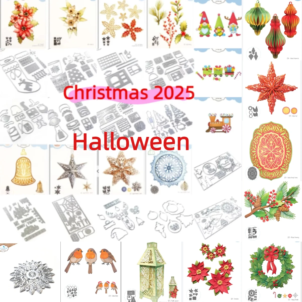 Christmas  Halloween Dies Scrapbook Diary Decoration Stencil Embossing Template DIY Greeting Card Handmade ElizabethCraftDesigns