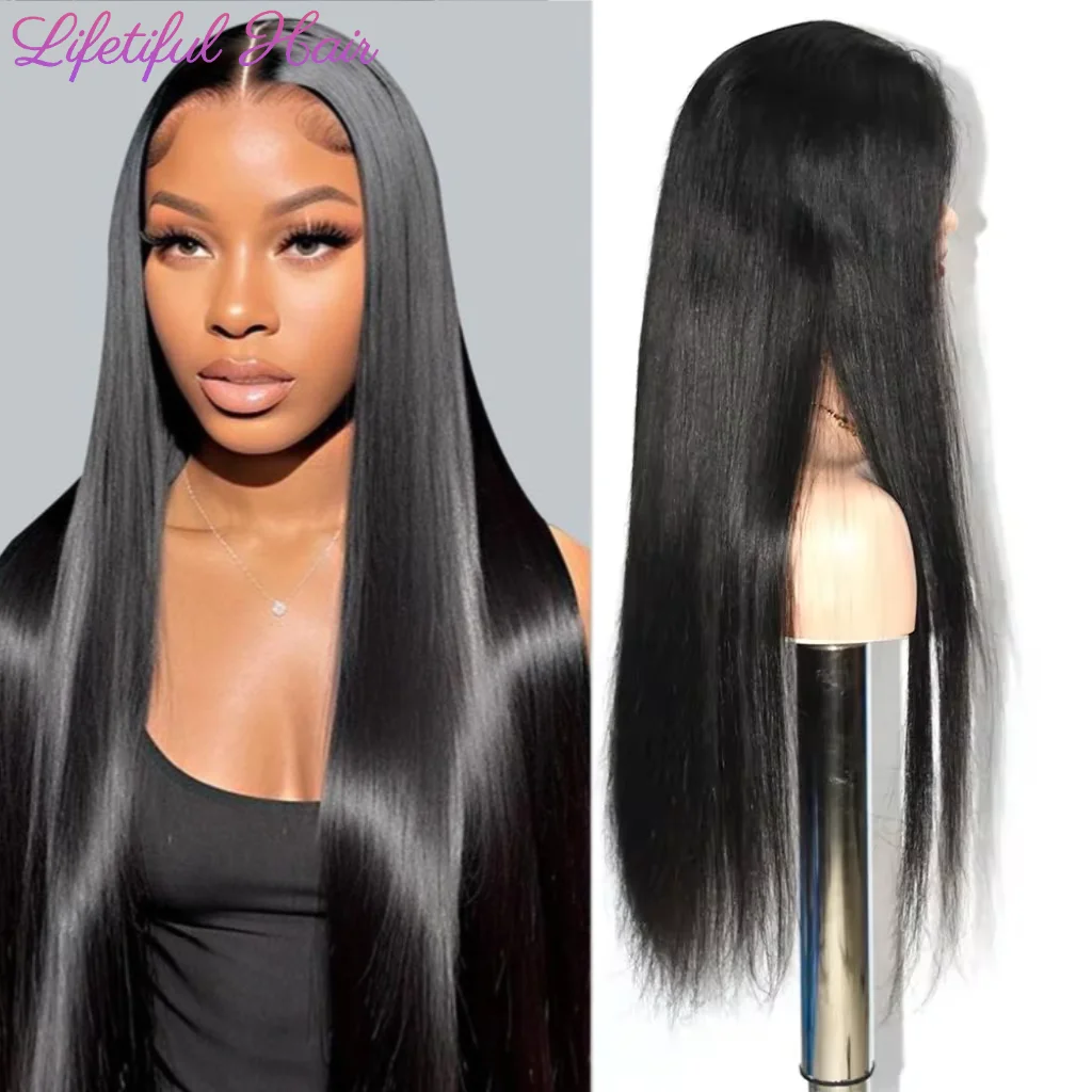 Wig rambut manusia renda lurus 28 inci 13x4 Wig rambut manusia manusia 30 inci untuk wanita Wig rambut mentah Brasil murah 10A pilihan