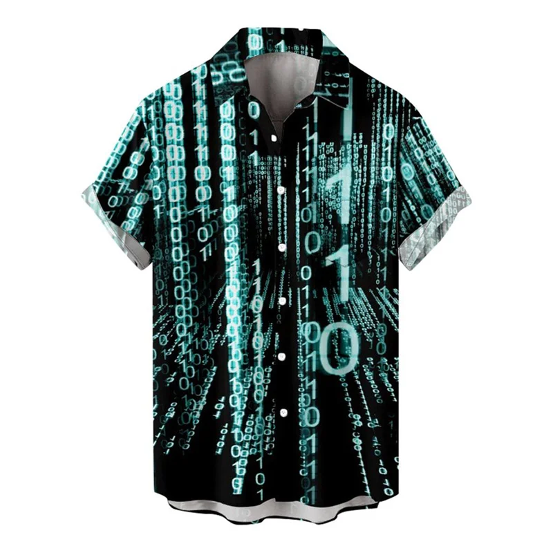 Camisa con estampado 3d de ciencia ficción Retro para hombre, ropa informal para vacaciones en la playa, blusa de moda, solapa hawaiana, camisas de calle de manga corta