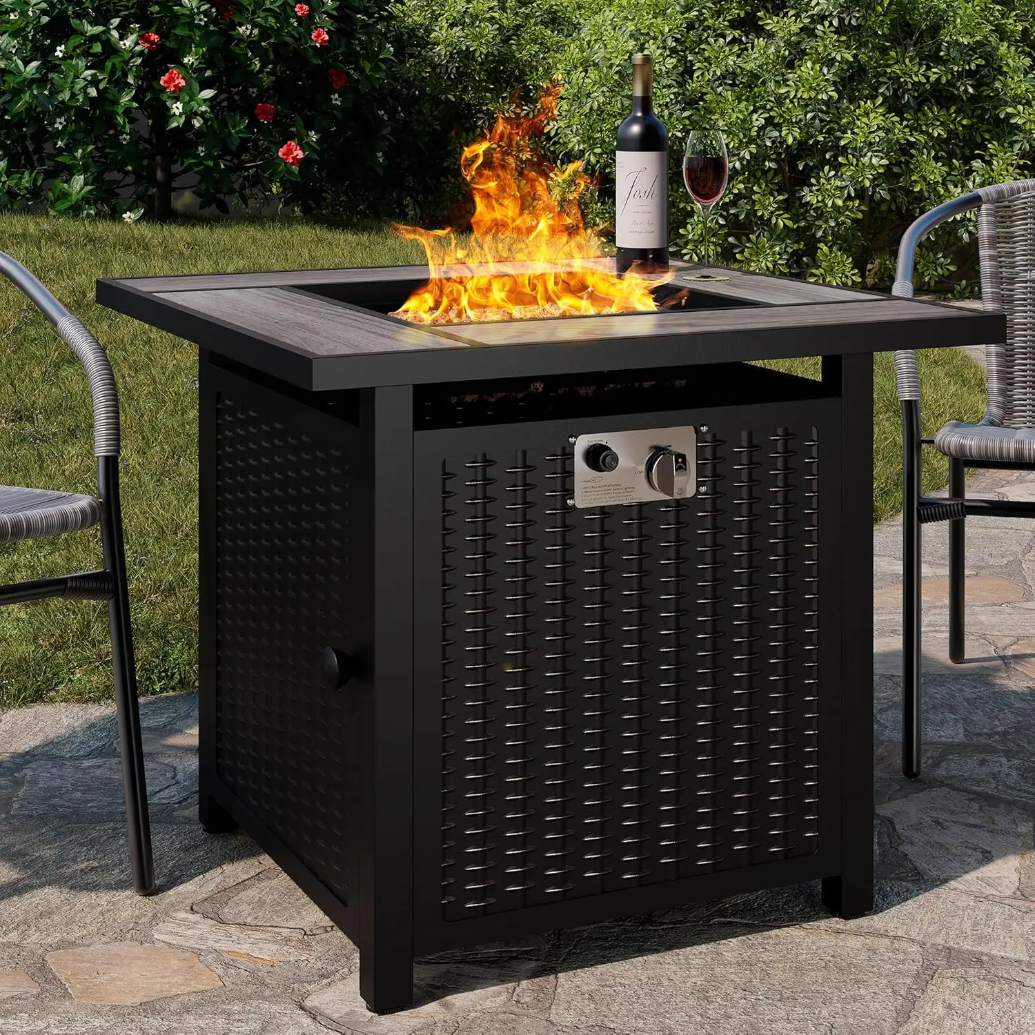 

JAMFLY Propane Fire Pit Table Outdoor 30 Inch, Patio Gas Fire Pits 40,000 BTU with Lava Rocks, Waterproof Cover and Lid