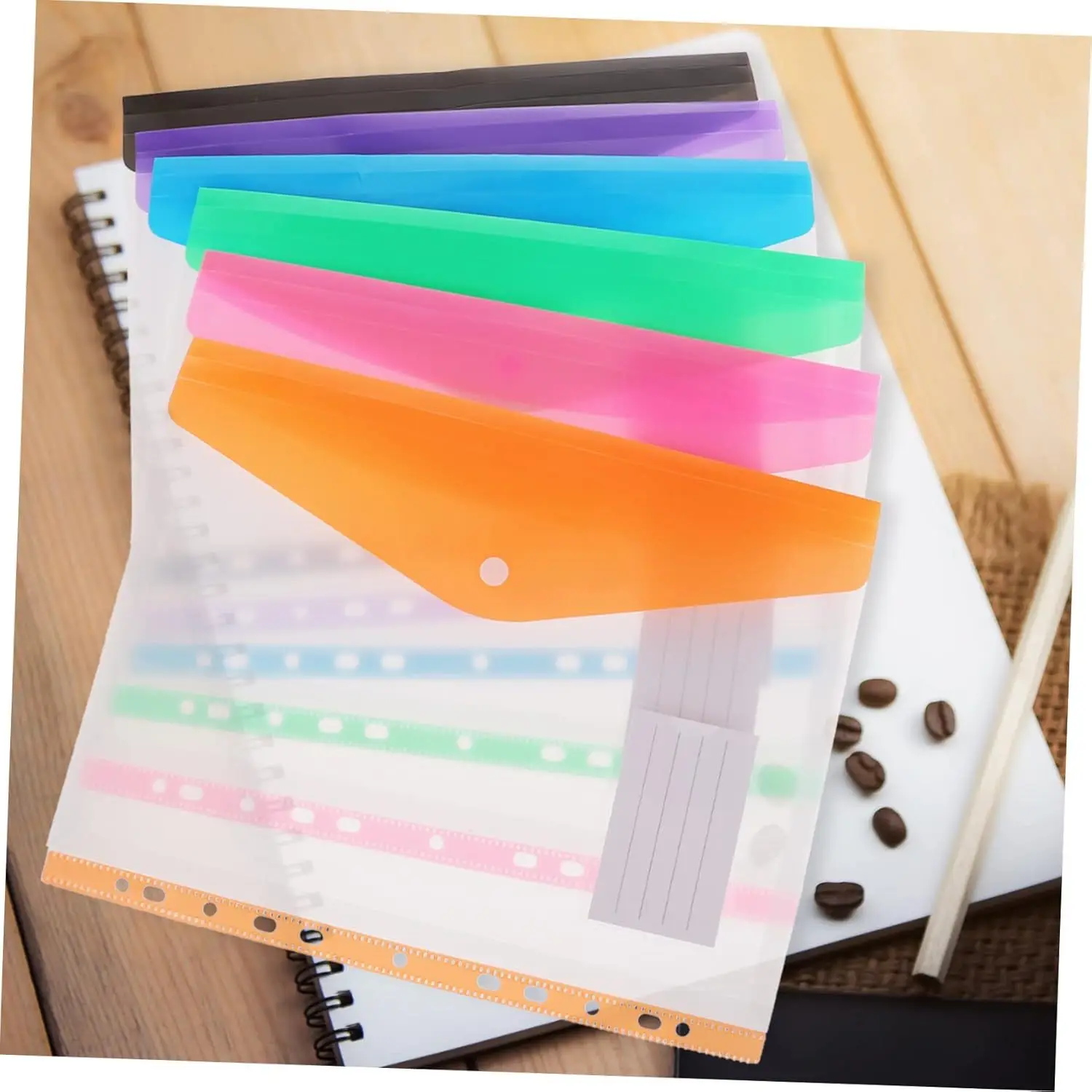 A4 Large Capacity Loose Leaf Folders with 11 Hole Binding Rings, Modern PP Material, Expandable Buttons and Label Pockets