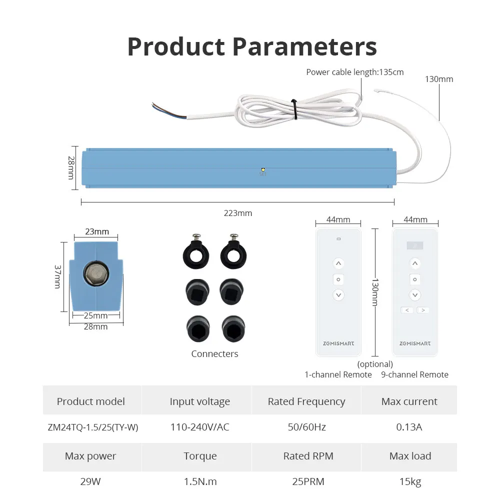 Motore cieco WiFi Zemismart per tende a nido d'ape con paralume romano in alluminio Funziona con Tuya Alexa Google Home Smart Control