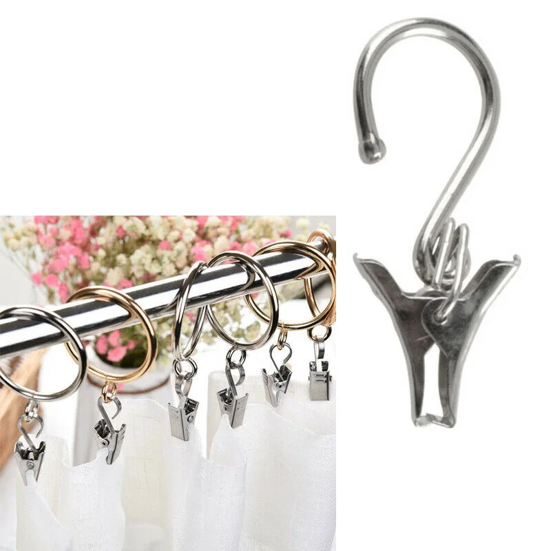 10pcs Curtain Hook-Clips 4.5cm/1.77in Heavy Duty Iron Cramp Holder Hanging Curtains Photos Shower Drops Display Tool Kitchen