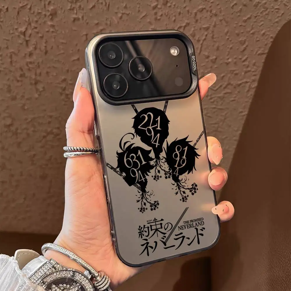 

Anime T-The Promised Neverland Phone Case For iPhone 17 16 15 14 13 12 11 Pro Max Black Purple Matte Laser Metallic Aurora Funda