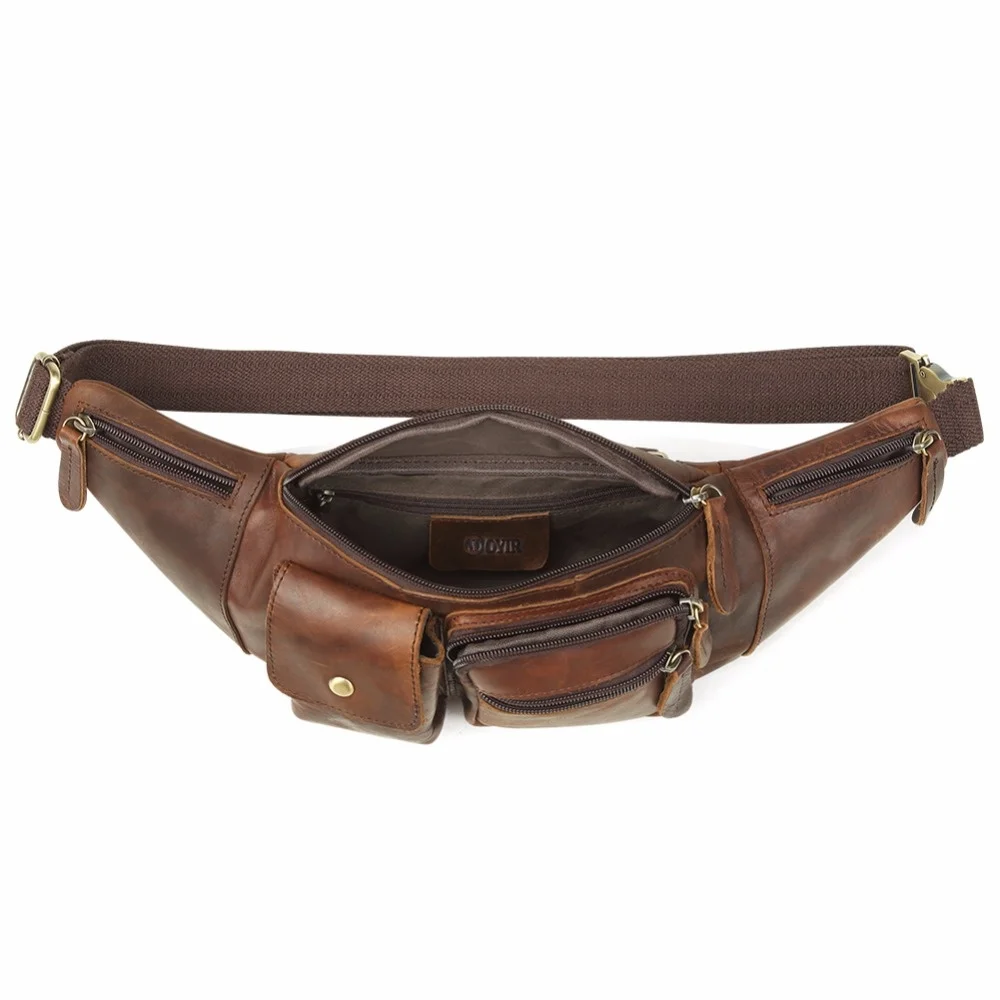 Genuine Leather Waist Packs Fanny Pack Belt Bag Vintage Phone Pouch Bags Travel Waist Pack Male Small Waist Bag Leather