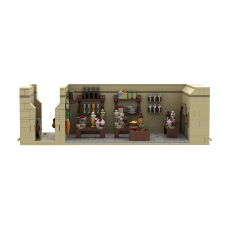 Medieval Castle Common Room MOC Building Blocks Castle Interior Expansion Pack DIY Desktop Diorama Toy