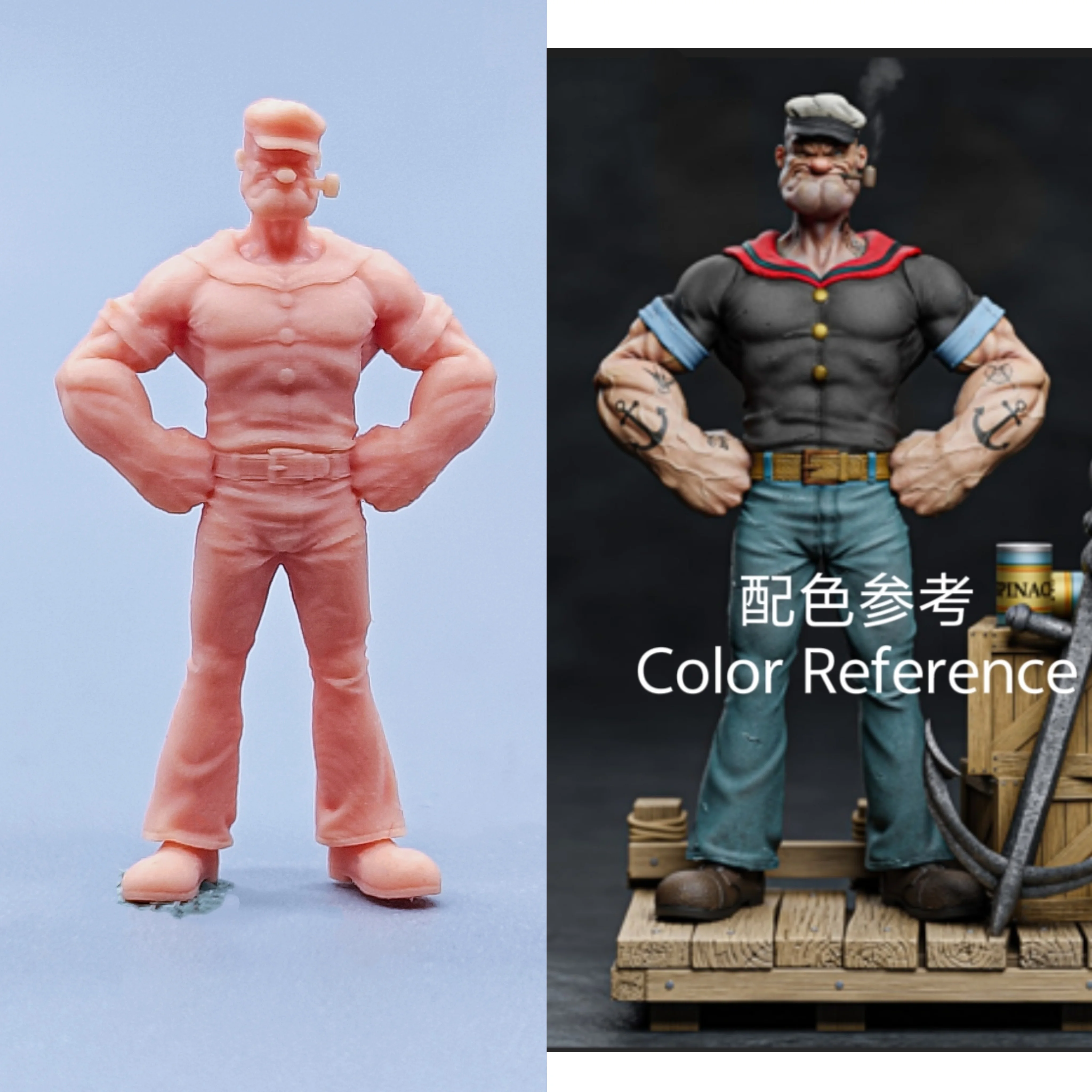 1/64 Figuren Maßstab Modell Harz Popeye ungefärbte Miniaturen Diorama handbemalt C516