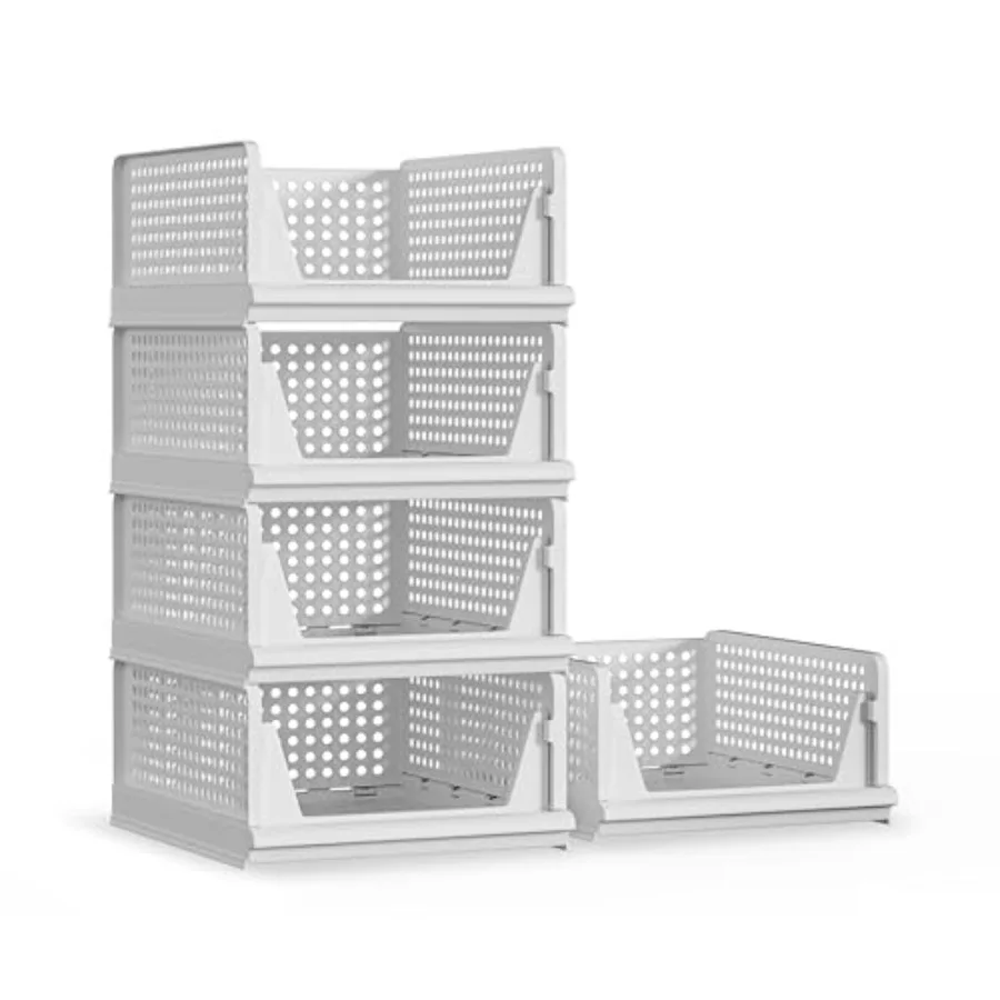 

Stackabe Pastic Storage Basket Coset Organizer Bin Fodabe Cothes Organizer Storage Drawer Shef Container for iving Room Bathroo