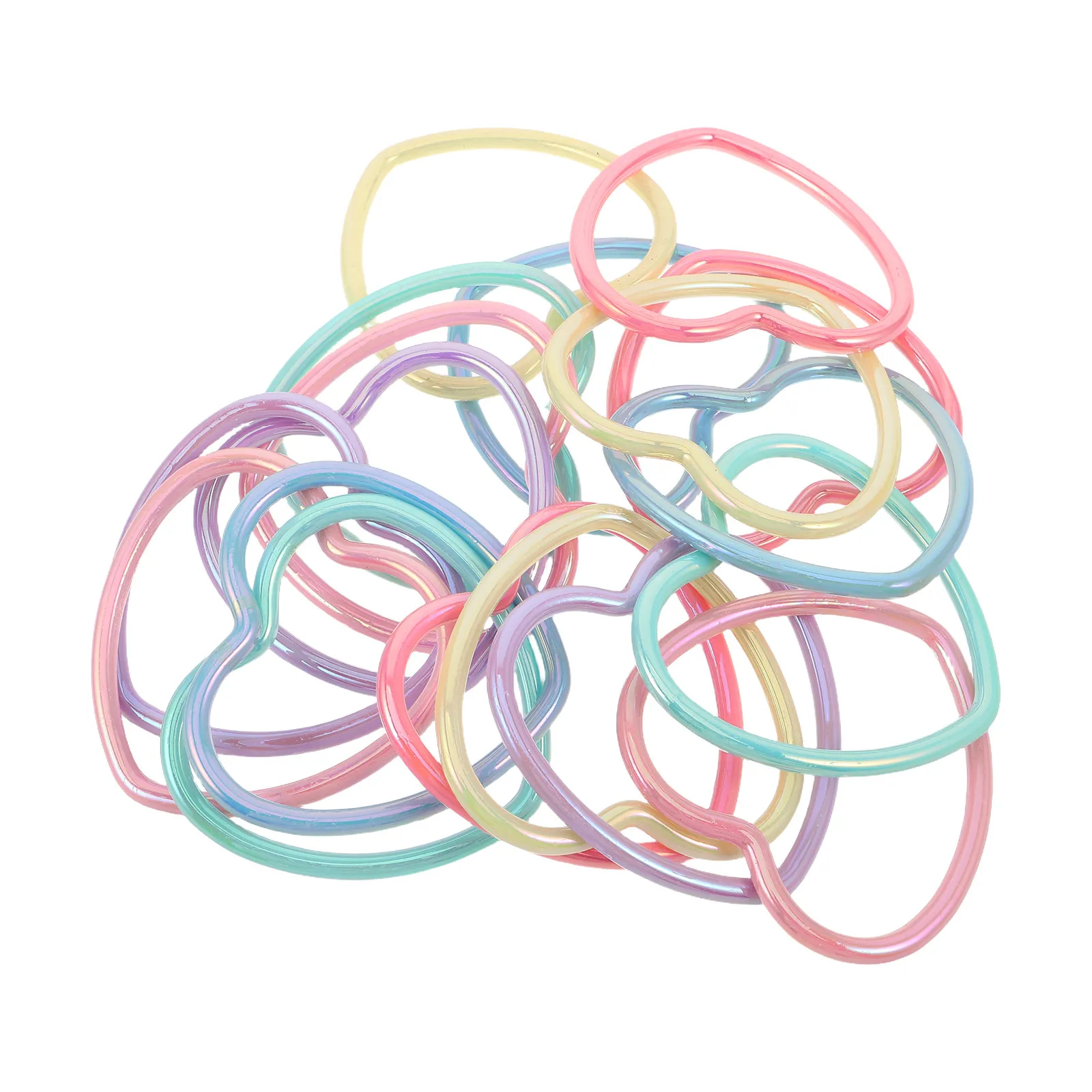 18Pcs Heart Shaped Bracelets Plastic Bangles Rainbow Colors Party Birthday Graduation Wedding Favor Accessories