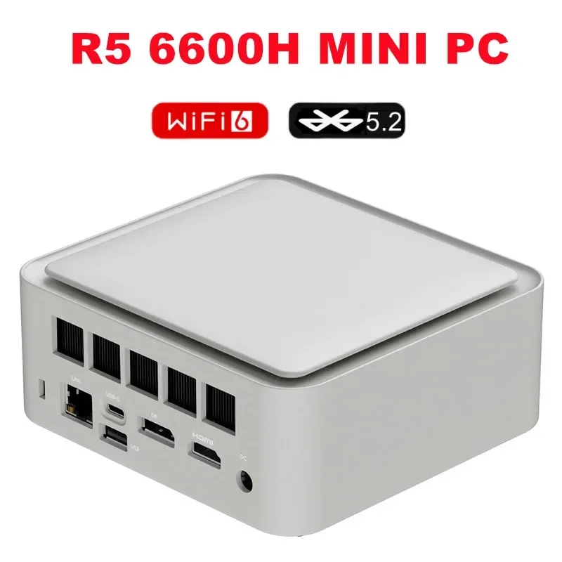 SZBOX Ryzen 5 6600H MINI PC Windows 11 Pro DDR5 M.2 2280 NVME SSD PCIE4.0 4K@60Hz HD WIFI6 BT5.2 Desk Game Office Computer