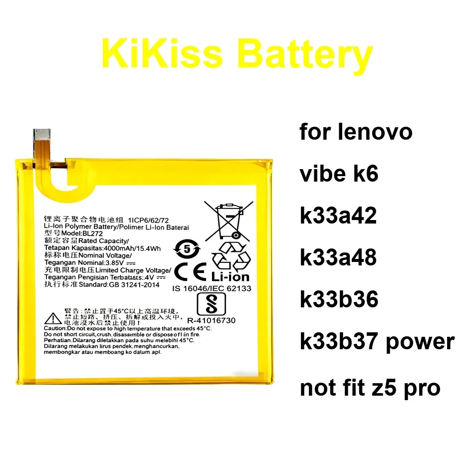 

3000-4000Mah Mobile Phone Battery For Lenovo Vibe K6 K33a42 K33a48 K33b36 K33b37 Power Not Fit Z5 Pro BL272 BL267 L78032