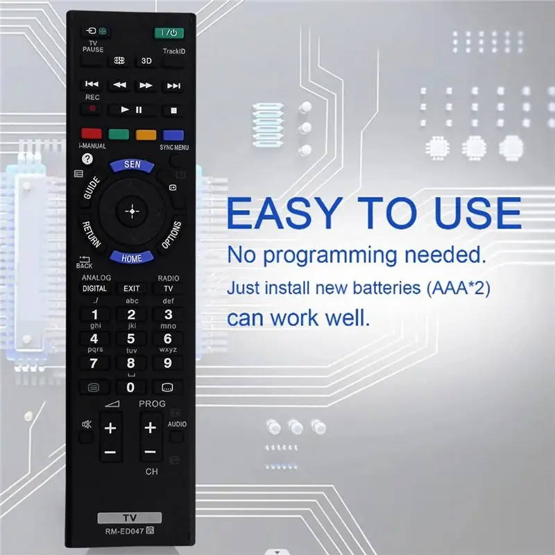 B76B RM-ED047 Replacement TV Remote Control for Sony Bravia KDL-22EX553 KDL-32EX653 - Black - view 6